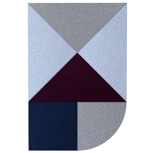 Acoustic Wall Art Panels FAN 4 plum swatch on white background Decormania UK